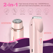 Glow Aura Womens Shaver 2 in 1, Electric Razor, Painless Hair Removal for Face,Body Waterproof Wet & Dry Use Body Hair Tri...