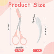 3 PCS Eyebrow Scissors with Comb for Women, Eyebrow Trimmer Scissors Stainless Steel Curved Eyebrow Razor Non Slip Finger ...