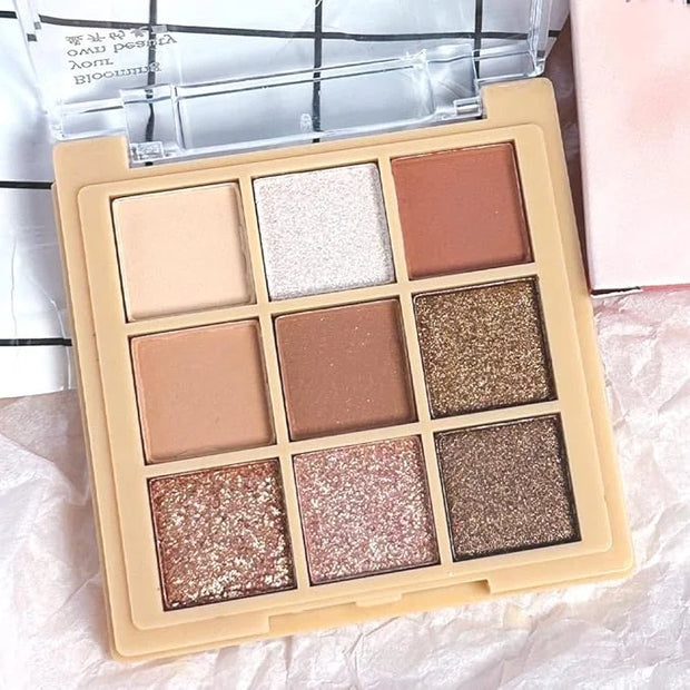 9Colors Nude Champagne Gold Rose Brown Colorful Glitter Eyeshadow Palette Makeup,Korean Natural Neutral Rainbow Eyeshadow ...