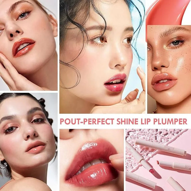 2 Colors Lip Plumper Gloss Moisturizing Lip Tint Stain Hydrating Lips Solid Serum Glossy Plumping Lip Gloss Long Lasting,W...