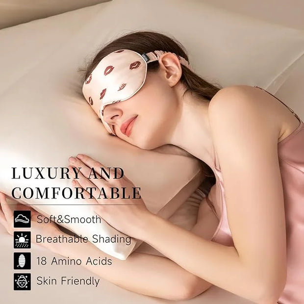 THXSILK Sleep Mask 100% 19 Momme Pure Mulberry Silk Super Smooth Cooling Decorative Sleep Eye Mask Blackout Eye Cover with...