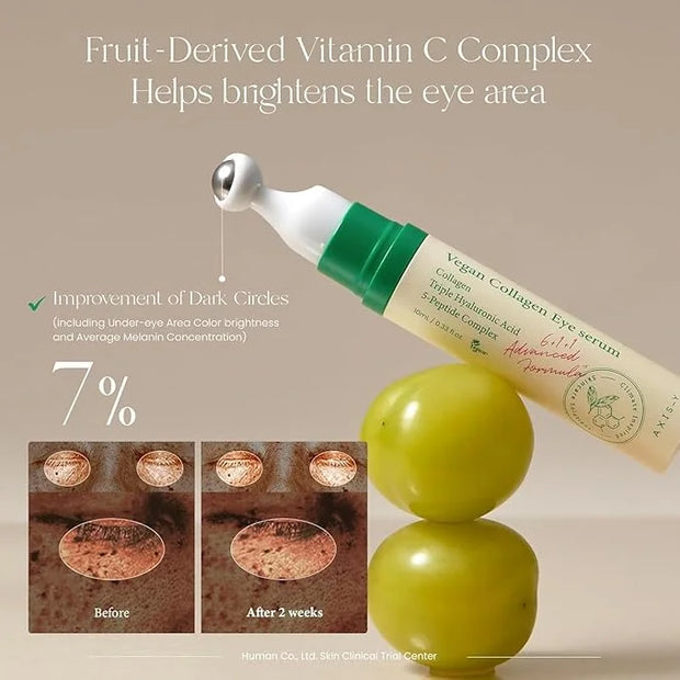 AXIS-Y Vegan Collagen Eye Serum - K Beauty Triple Hyaluronic Acid & Peptide Collagen Serum Improve Skin Elasticity, Reduce...