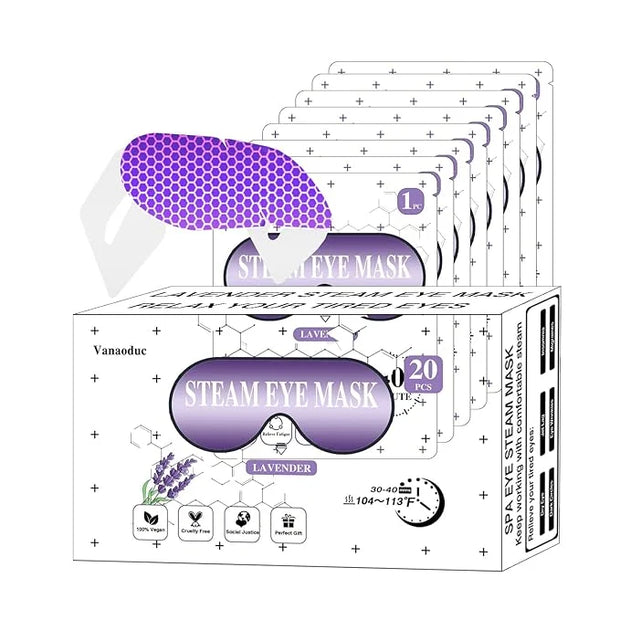 Steam Eye Masks for Dry Eyes, Heated Eye Mask Reduce Puffiness & Dark Circles, Hydrate & Soothe Tired Eyes, Travel Essenti...