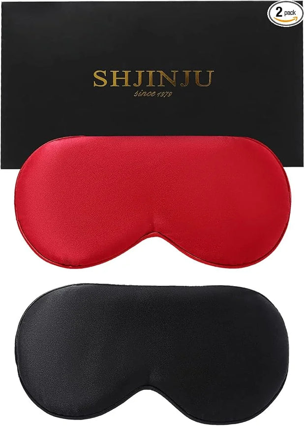 2-Pack 100% Real Natural Silk Eye Mask, Silk Sleeping Mask, Shade Puffy Eye Gift with Adjustable Straps, Sleep Eye Mask, S...
