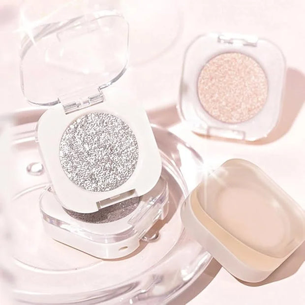 Monochrome Glitter Eyeshadow - Slive Shimmer Eye Shadow, Talc-Free, Paraben-Free, Cruelty-Free, Long-Lasting Single Eyesha...
