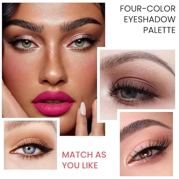4 Colors Eyeshadow Makeup Palette,Nude Champagne Gold Light Dark Brown Highly Pigmented Natural Neutral Eye Shadow Palette...