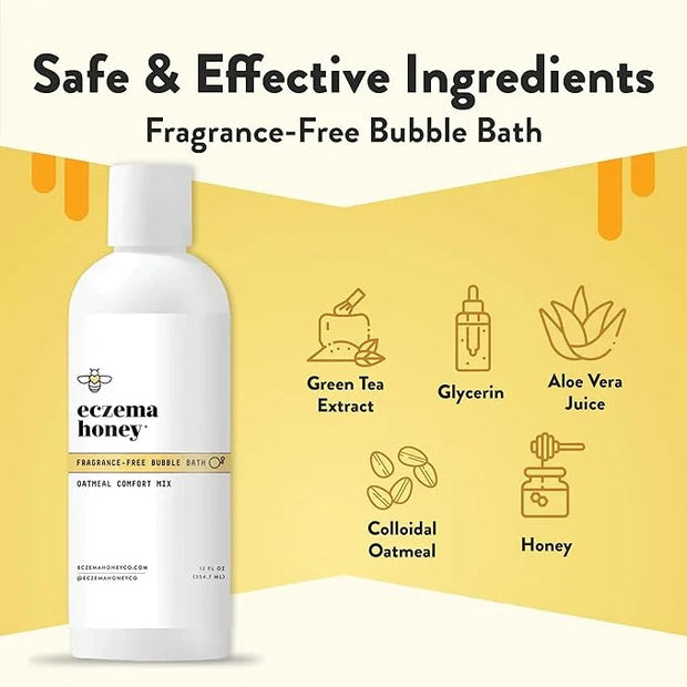 ECZEMA HONEY Fragrance-Free Oatmeal Comfort Bubble Bath - Sensitive Skin Body Wash & Bath Soak - Moisturizing Bath Product...