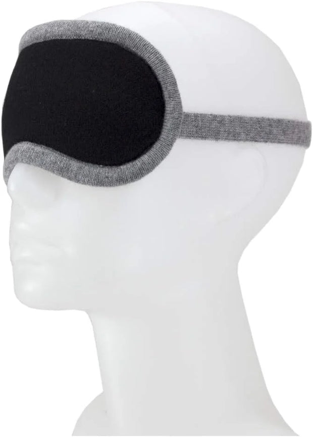 Jet&Bo 100% Pure Cashmere Eye Mask Black & Gray in Gift Box - Product Image