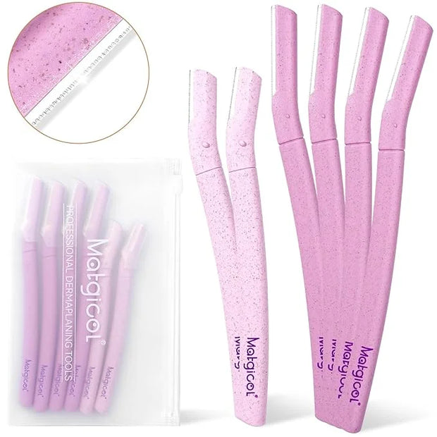 Eco-Friendly Women's Dermaplaning Razor - Multipurpose Exfoliating Tool with Anti-Cut Blades & Biodegradable Handle for Si...