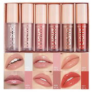 6PCS Lip Oil Light Lipgloss Set, Moisturizing Hydrating Lip Glow Oil Lip Gloss Kit High Shine Lip Plumping Glass Finish Li...