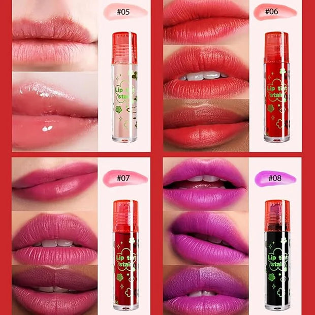 4 Pcs Roll-on Lip Gloss Set, Clear Lip Gloss Crystal Jelly Liquid Lipstick, Plumping Lip Oil, Long Lasting Hydrating & Moi...