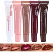 5 Colors Hydrating Lip Glow Oil, Ribbon, Toast, Raspberry jelly, Espresso, White Tinted Lip Oil Gloss, Moisturizing, Hydra...