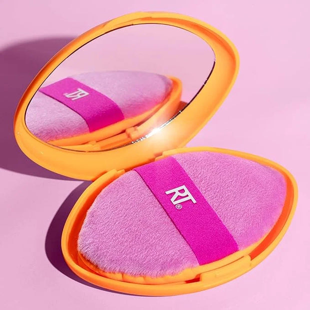 Real Techniques Miracle 2-In-1 Powder Puff + Travel Case, Dual-Sided Makeup Blending Puff, Elastic Band, Precision Makeup ...
