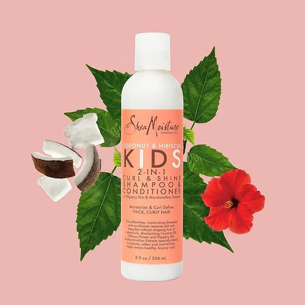SheaMoisture 2-in-1 Shampoo and Conditioner for Kids Coconut and Hibiscus Coconut Oil for Hair and Dry Curls 8 oz - Produc...