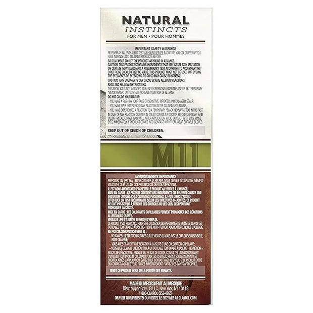 Clairol Natural Instincts Semi-Permanent Hair Dye for Men, M11 Medium Brown Hair Color, Pack of 3 - Product Image