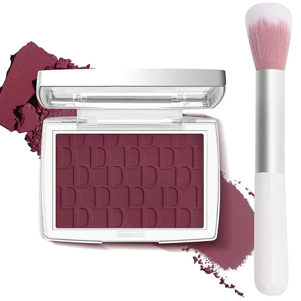Berry Blush Powder Blush for Cheeks with Brush, Matte Blush Palette Blush Powder Face Blusher, Natural Blendable Formula S...