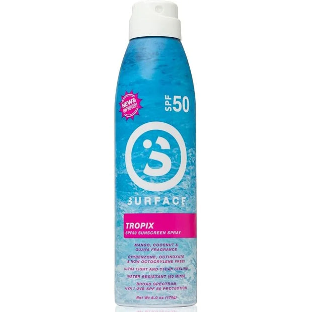 Surface TROPIX Sheer Touch Spray Sunscreen, Water Resistant, UVA/UVB Broad Spectrum, Fast Drying Protection, PABA Free - 6...