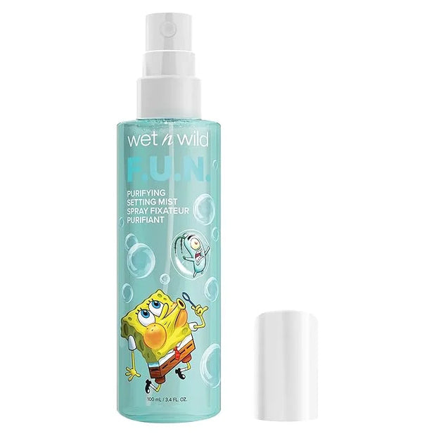 wet n wild SpongeBob SquarePants Purifying Setting Mist, 2-in-1 Face Cleanser & Makeup Setting Spray with Niacinamide & Ce...
