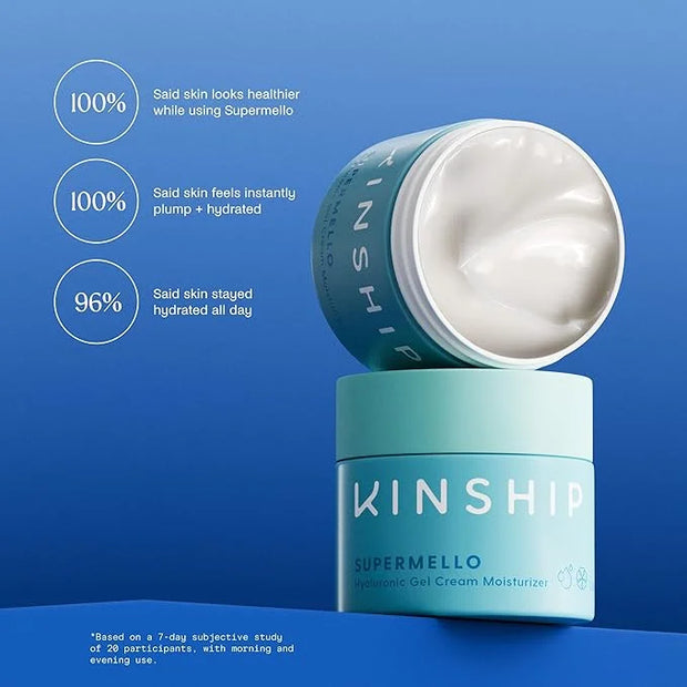 Kinship Gift Bundle - Self Reflect SPF, Supermello Moisturizer, Brightwave Vitamin C Eye Cream + Cosmetic Bag - 100% Miner...