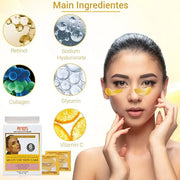24K Gold Eye Masks for Dark Circles and Puffiness (6 Pairs) with Collagen, Aloe Vera & Hyaluronic Acid-Anti-Aging Under Ey...