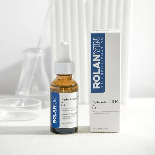 ROLANYIN Alpha Arbutin 2% + HA Facial Serum Reduces Dark Spots Uneven Tone Deep Hydration Anti Aging Skin Repair and Textu...