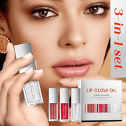 Liquid Lip Oil Gloss, 3 Pack Moisturizing Hydrating Nourishing Long Lasting Tinted Lip Gloss Plumper Gift Box for Teens Wo...