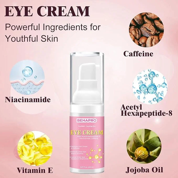 Caffeine Eye Cream,Dark Circles Under Eye Treatment For Puffiness And Bags Under Eyes Wrinkles Dark Circles w/Eye Serum & ...