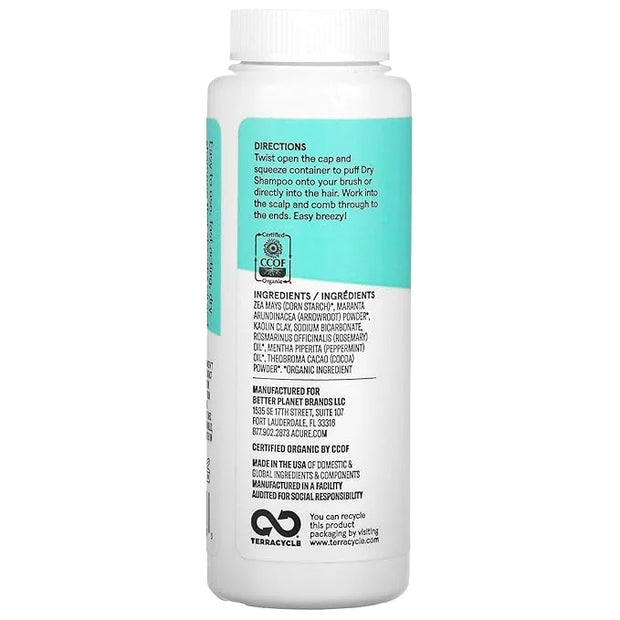 Acure Dry Shampoo - Brunette to Dark Hair - Powder Hair Care for Brunette - Refresh Treated Color Tinted Hair & Extend Cle...