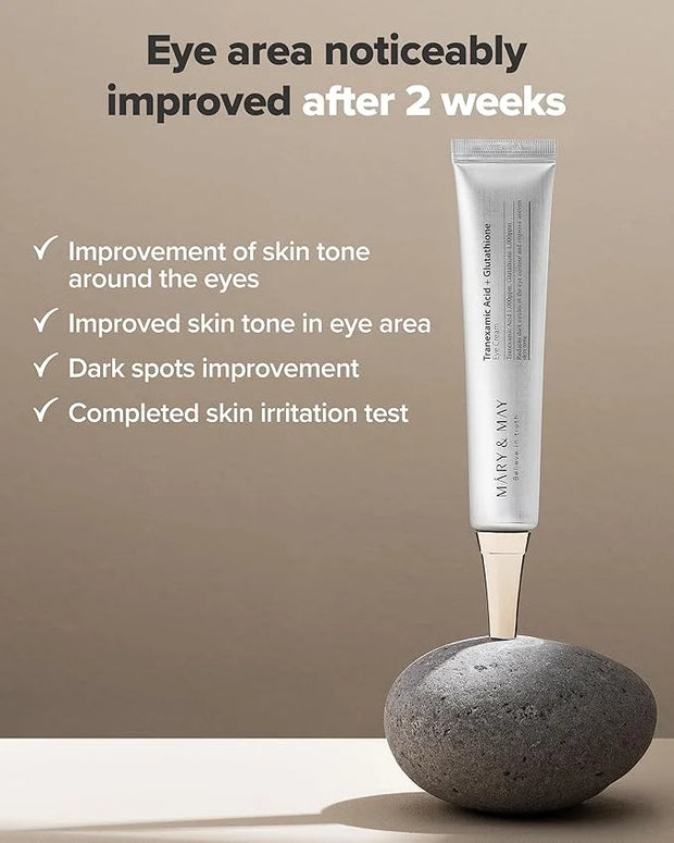 Mary&May Tranexamic Acid + Glutathione Eye Cream - Powerful Antioxidant, Reduces Dark Circles in the Eye, Improve Uneven S...