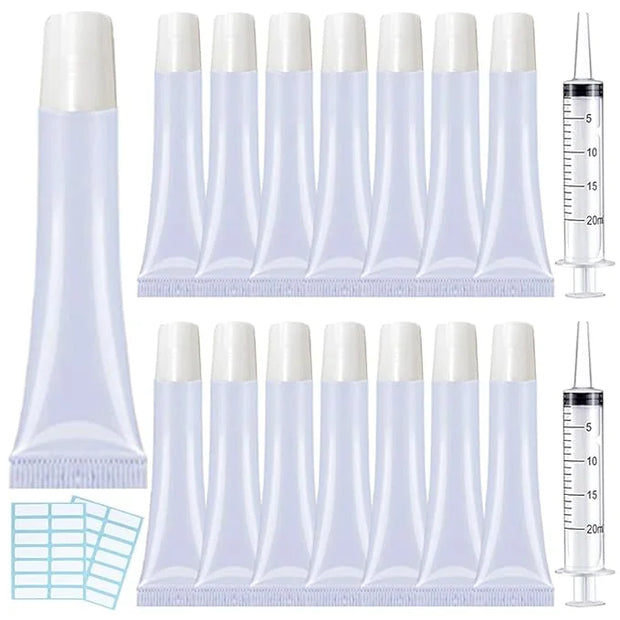 AMORIX 50PCS Lip Gloss Tubes 15ml White Lip Gloss Containers Empty Lip Balm Tubes Refillable Cosmetic Squeeze Lipgloss Tub...