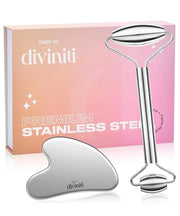 Stainless Steel Face Roller - Premium Gua Sha Facial Tools Stainless Steel GuaSha Tool and Face Roller Set - Gua Sha Stain...