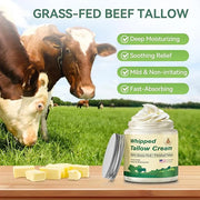 Beef Tallow for Skin, Organic Grass Fed Whipped Beef Tallow Moisturizer Deeply Nourishing for Face & Body, Natural Unscent...