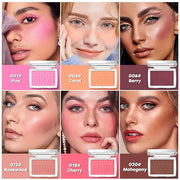 Cherry Blush Powder Blush for Cheeks with Brush, Matte Blush Palette Blush Powder Face Blusher, Natural Blendable Formula ...