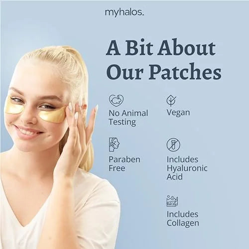 MyHalos Eye Masks for Dark Circles and Puffiness & Eye Patches for Wrinkles Duo- 24 Under Eye Patches for Puffy Eyes, Dark...