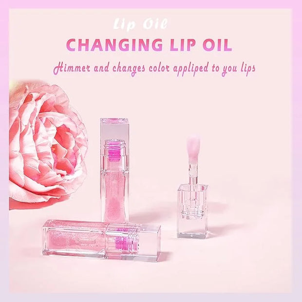 Magic Color Changing Moisturizing Lip Glow Oil - Big Brush Plumping Glimmer Lipstick, Fresh Texture, Hydrating, Non-Sticky...