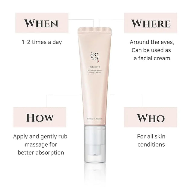 Beauty of Joseon Revive Eye Serum with Retinal Niacinamide Correction for Puffy Eye Bags Fine Lines Dark Circles Wrinkles,...