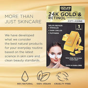 Azure Cosmetics 24K Gold & Retinol Anti Aging Under Eye Patches - Firming, Restoring & Deeply Hydrating Eye Mask - Reduces...