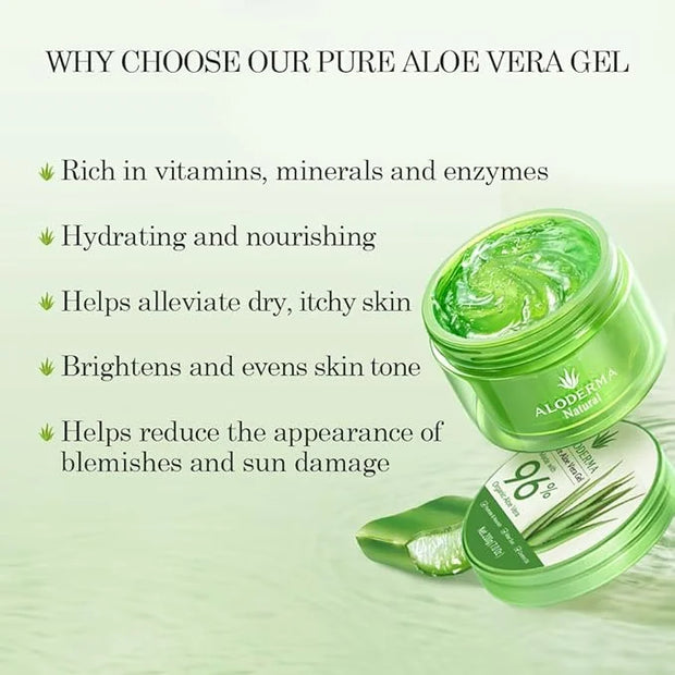 Aloderma Organic Aloe Vera Gel for Body Made within 12 Hours of Harvest, 96% Pure Aloe Vera Gel for Skin, Scalp, & Hair, S...