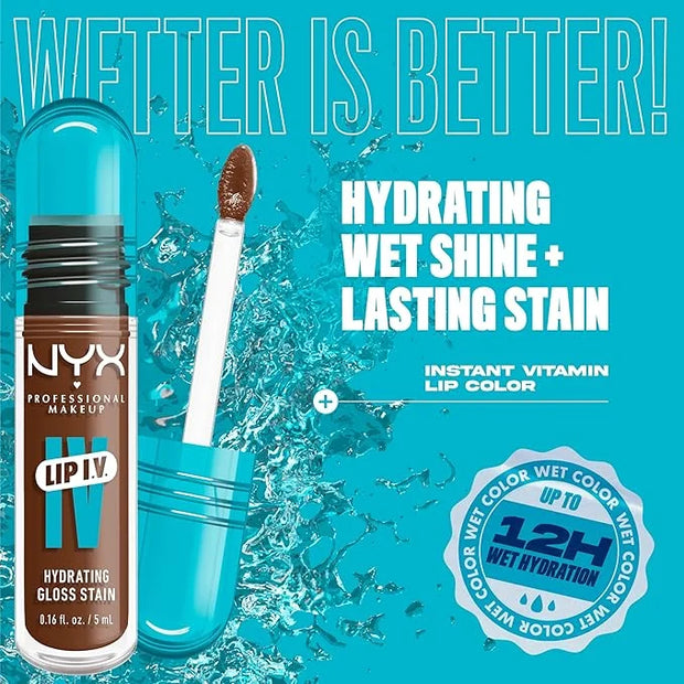 NYX PROFESSIONAL MAKEUP Lip IV Hydrating Glossy Lip Stain with 12HR Hydration - Splash N Spice (Brown) - Product Image