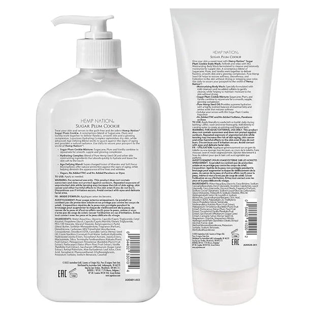 Australian Gold Hemp Nation Sugar Plum Cookie Bundle - Tan Extender Body Lotion (18 FL Oz) and Body Wash (8 FL Oz), Delect...