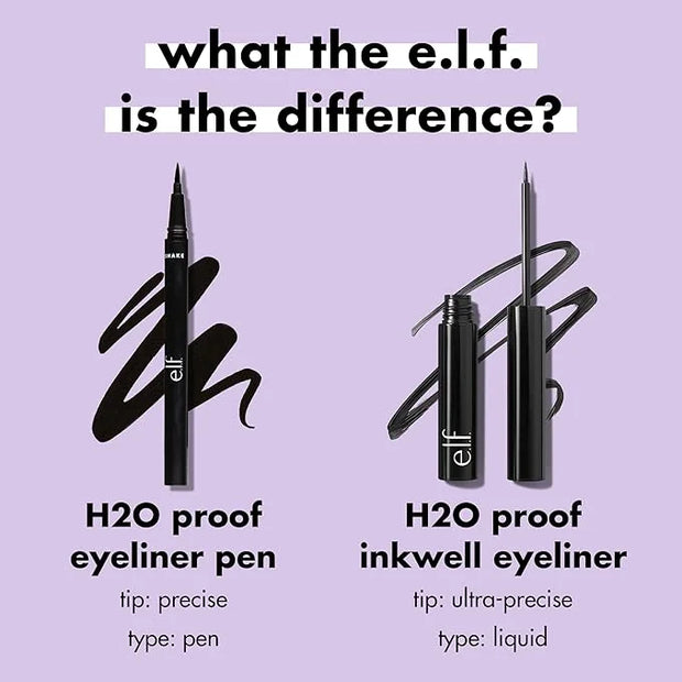 e.l.f. H2O Proof Inkwell Eyeliner Pen, High-pigment, Waterproof Liquid Eyeliner, Delivers A Matte Finish, Vegan & Cruelty-...