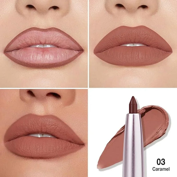 evpct Silky Smooth Lip Liner Pencil Retractable, Caramel Lip Liner Creamy Long-Lasting Formula for Precision Contouring Ma...