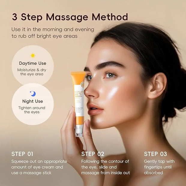 Easilydays Vitamin C Eye Cream & Under Eye Serum, Refreshing, Hydrating, Radiant Glow Eye Care Eye Roller Serum with 360° ...