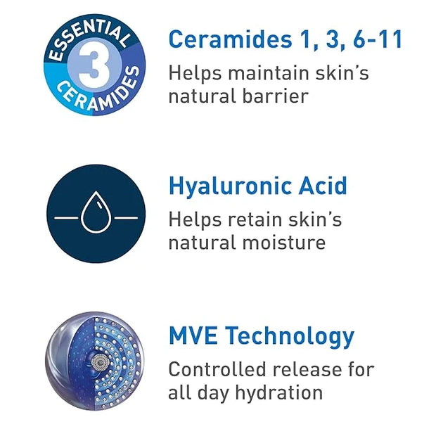 CeraVe Moisturizing Cream, Body and Face Moisturizer for Dry Skin, Body Cream with Hyaluronic Acid and Ceramides, Daily Mo...