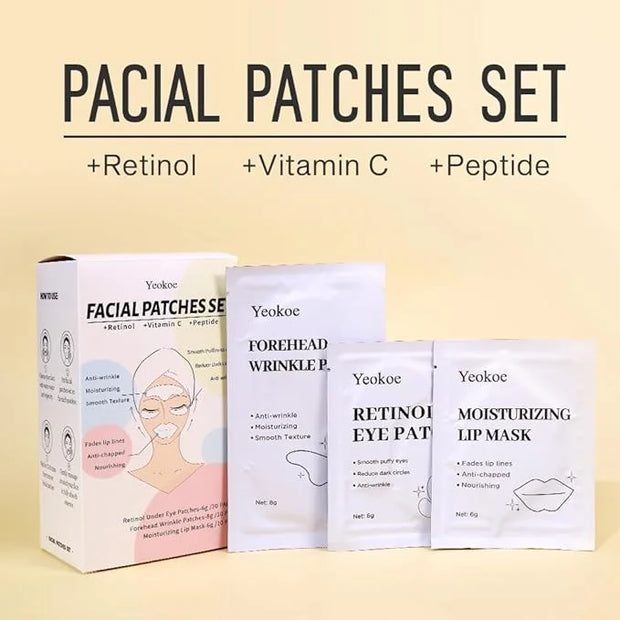 Forehead Wrinkle Patches,Under Eye Patches and Lip Mask 30 PCS. Face Masks Skincare With Retinol Serum For Anti-aging Puff...