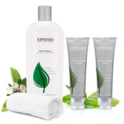 Exposed Skin Care Body Acne Kit – Dual Acne Treatment Serums + Body Wash and Exfoliating Body Cloth – Powerful System Elim...