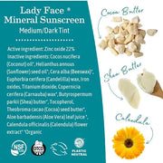 Earth Mama Lady Face® Tinted Mineral Sunscreen Stick, SPF 40 Medium/Dark Tint | Contains Organic Shea & Cocoa Butter | Fou...