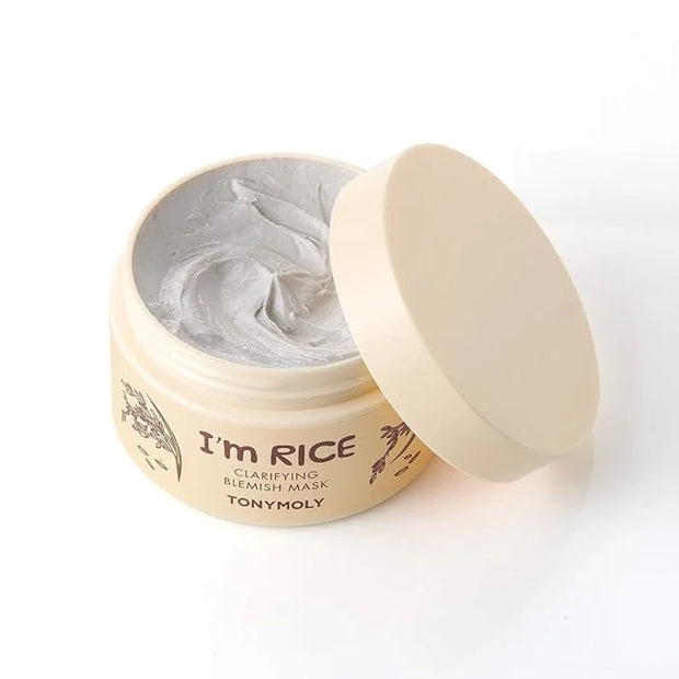 TONYMOLY I'm Rice Clarifying Blemish Clay Mask, Facial Mask Detoxifiies, Reduces Redness & Soothes Irritated Skin, Kaolin ...