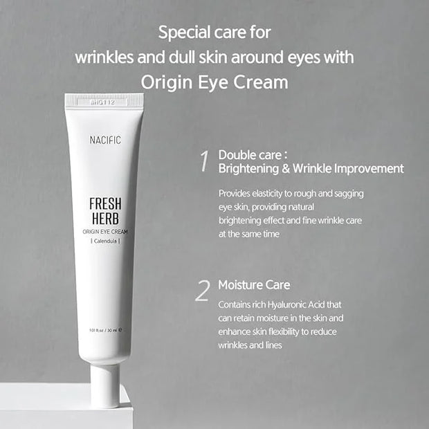 NACIFIC Fresh Herb Origin Eye Cream 1.01fl.oz 30ml for Wrinkles, Dark Circles & Puffiness – Hypoallergenic Korean Skincare...