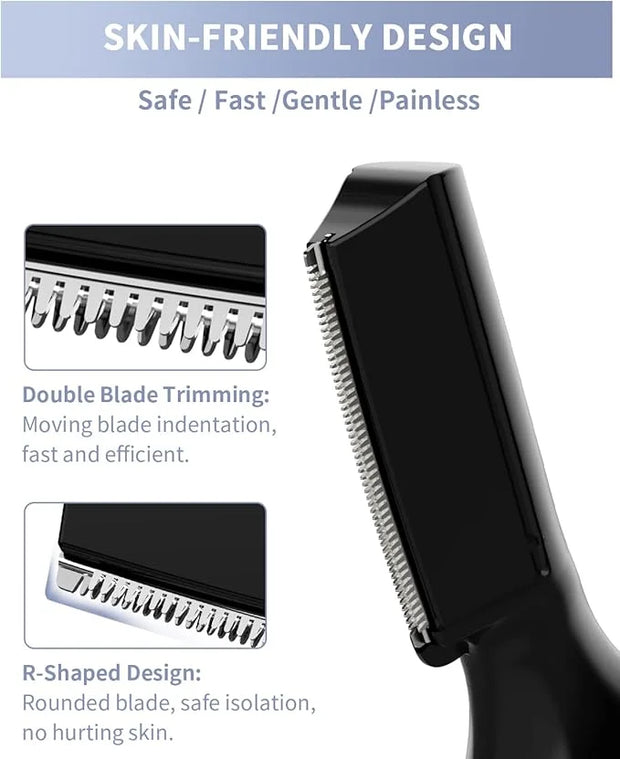 Eyebrow Trimmer, Electric Eyebrow Razor for Women Men, Rechargeable Painless LED Light Facial Hair Shaver Remover with Rin...